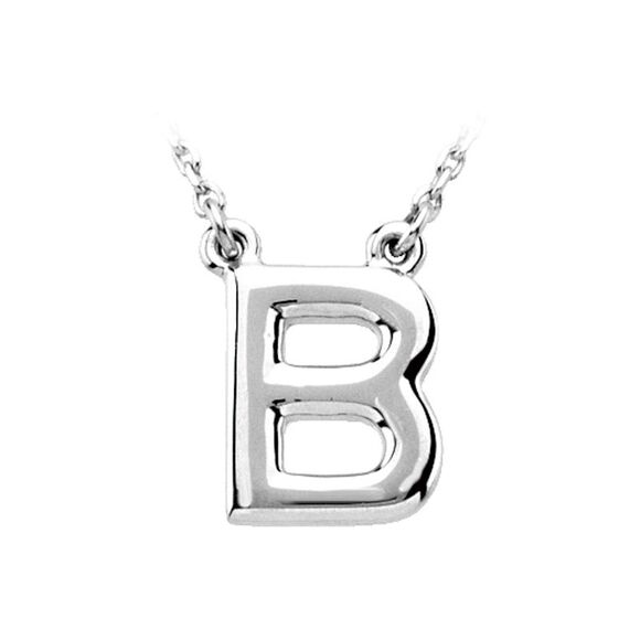 14K White Gold Kendall Collection Block Initial B Necklace 16 Inch
